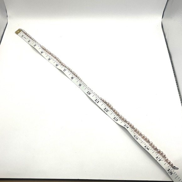 Vintage Freshwater Pink Pearl Necklace With 14k White Gold Beads And Closure 18" - Picture 14 of 15